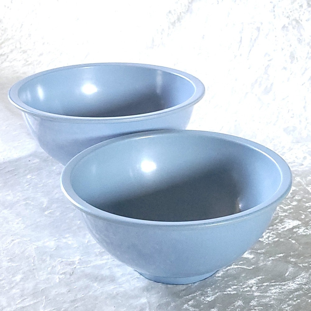 Vtg Texas Ware Country Blue Melamine Mixing Bowl Set 125 & 118 Nesting Bowls